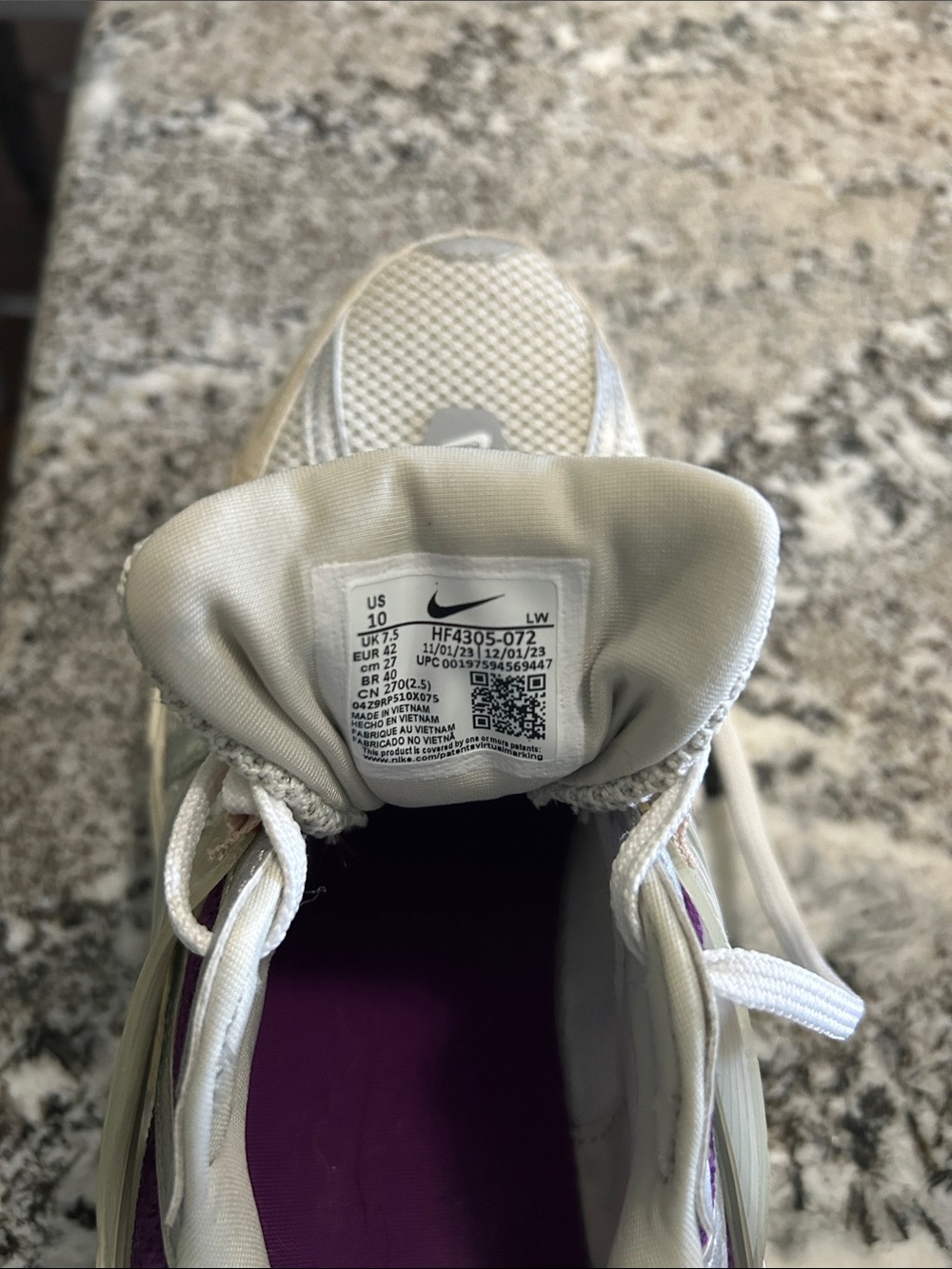 Nike Women's Cream and Purple Athletic Sneakers - Picture 4 of 4